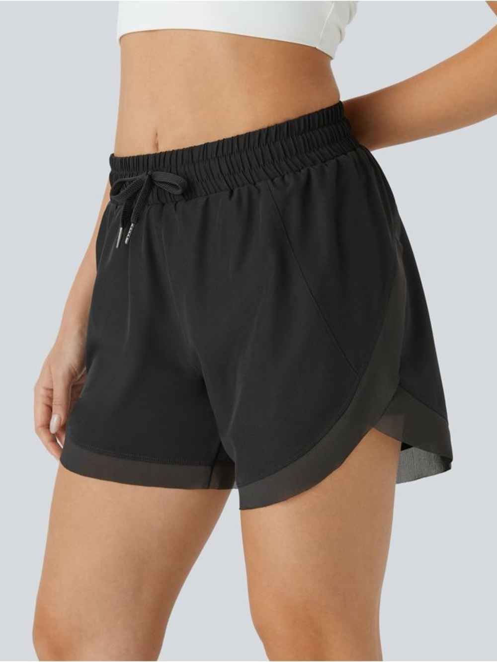 HALARA Black Double Layered 5 inch Athletic Shorts with Drawstring